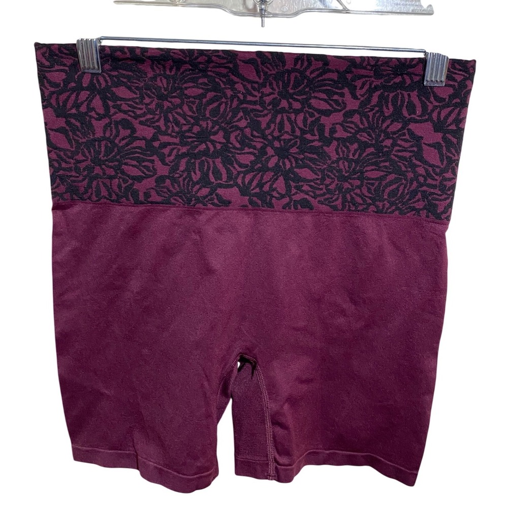 Jockey Women Burgundy Floral Waistband Seamless Shaping Shorts Size Large